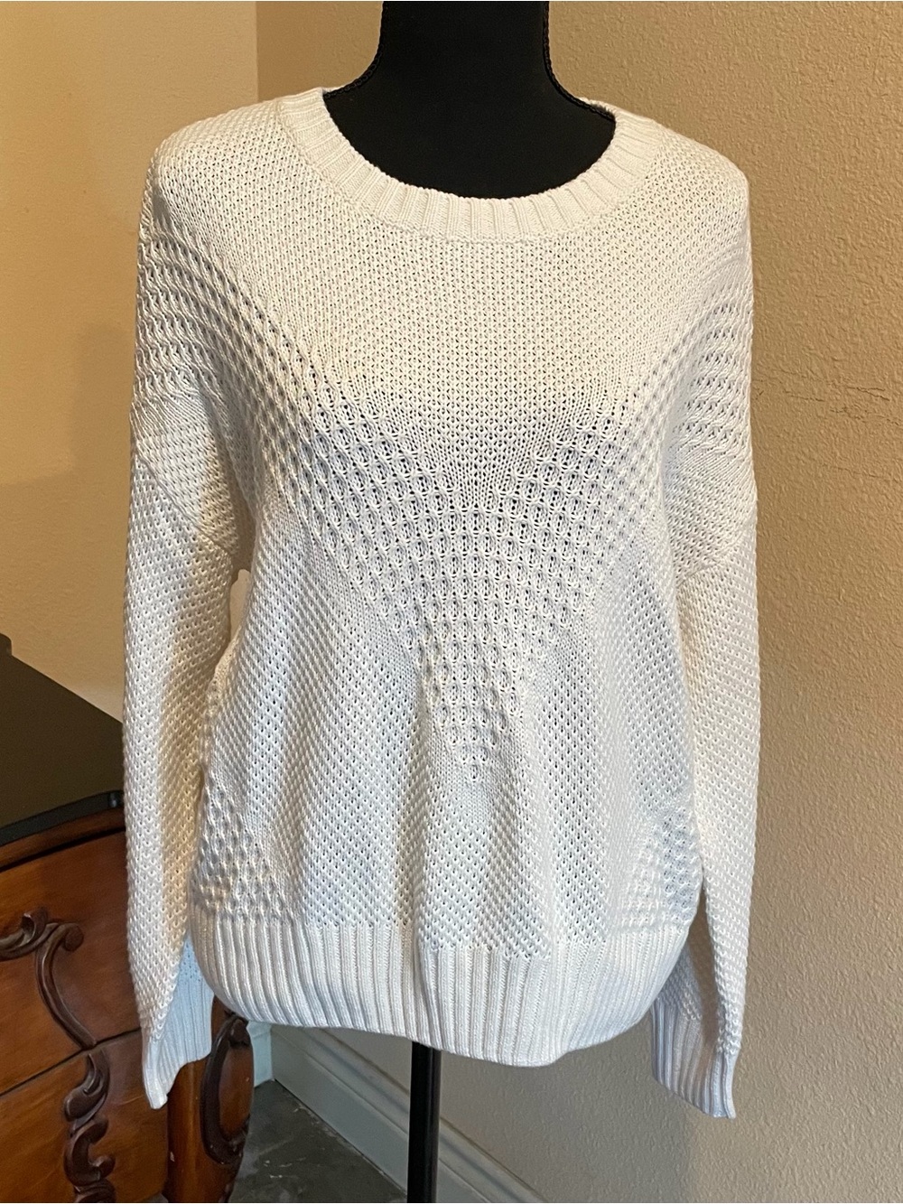 H&M white knit sweater